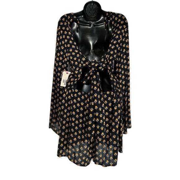 BILLABONG Open Heart Romper Sz L Orange Floral Open Back Tie Romper Boho Summer - Picture 3 of 11